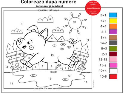Coloreaza porcul dupa numere