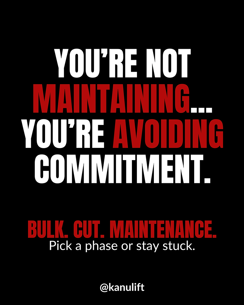 Black background with bold red/white text: “You’re not maintaining. You’re avoiding commitment.”