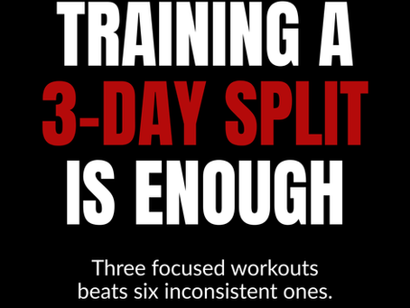 Fitness coaching graphic by Paul Kanu of Kanu Lift explaining that building muscle is possible training three days per week when workouts are structured, progressive, and supported by proper recovery.