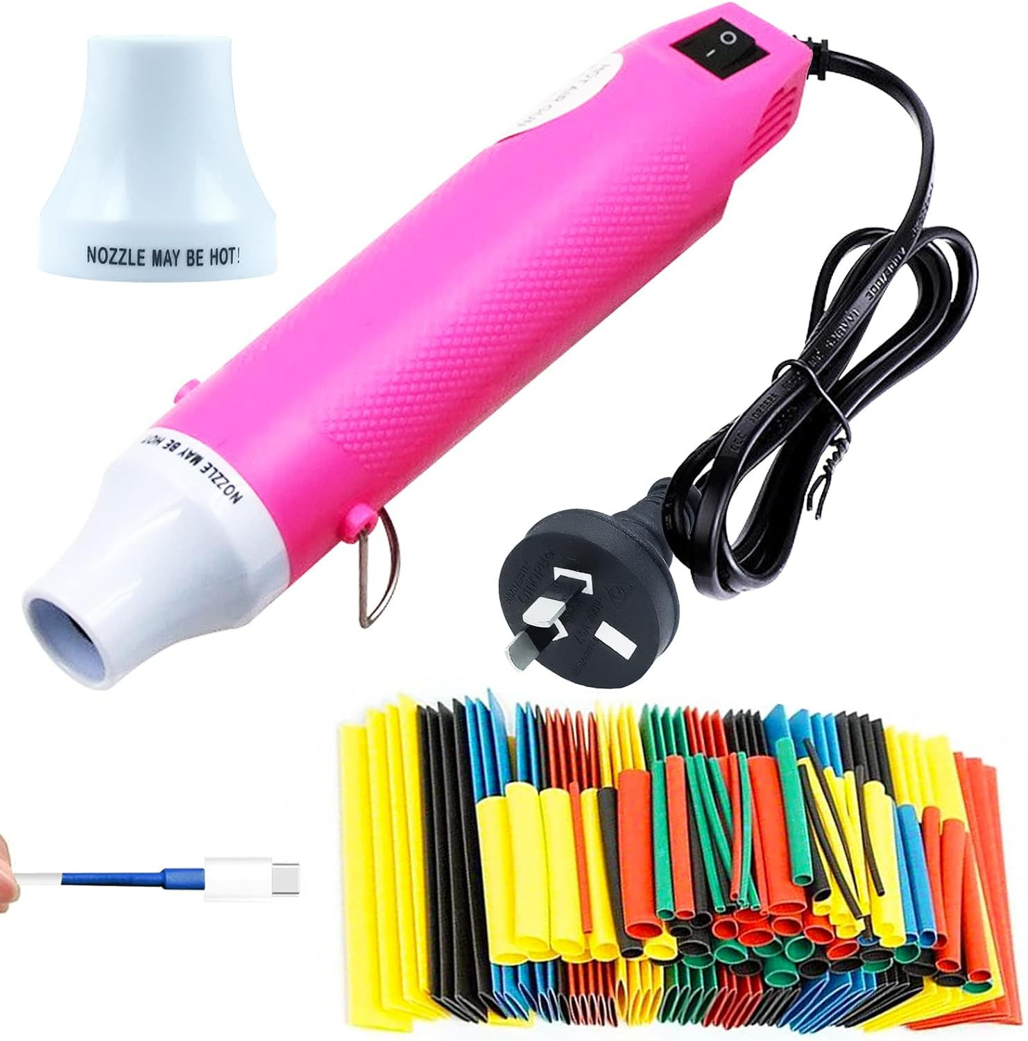 Mini Heat Gun, Heat Shrink Tubing Kit, 300W 220V Portable Epoxy Resin