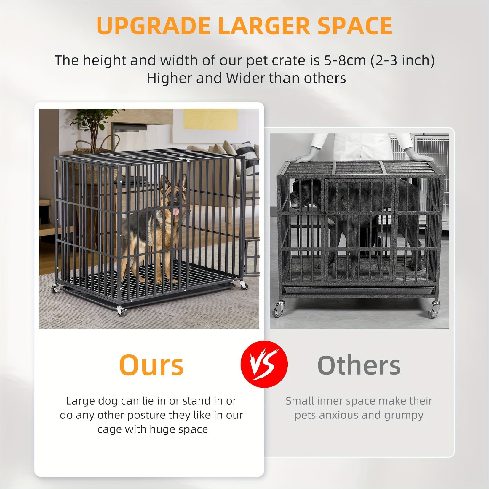 Heavy Duty Dog Cage Metal Pet Dog Crate 3 Doors Locks Design