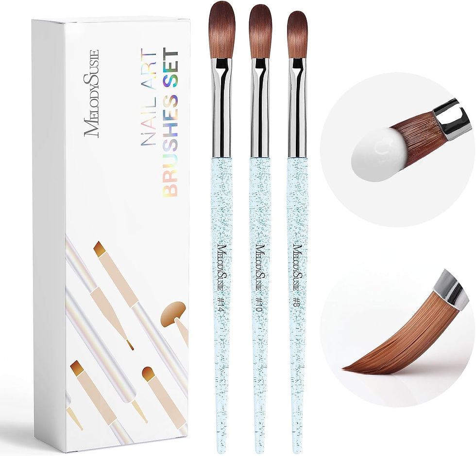 MelodySusie 3Pcs Acrylic Nail Brush Set, Size 8/10/14 Professional Nail Brushes