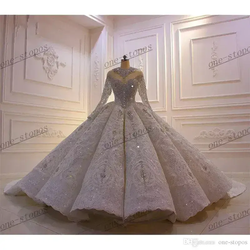 Luxury Long Sleeves Ball Gown Wedding Dresses Real Pictures Saudi Arabian Dubai