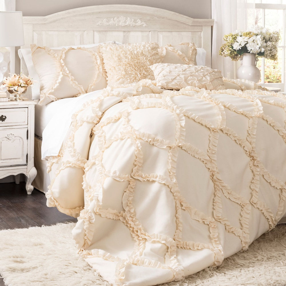 Lush Decor Avon Ruffled White 3-piece Comforter Set