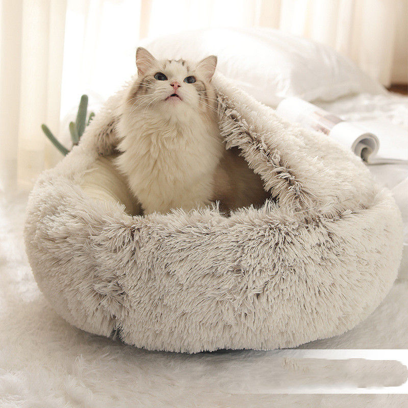 Plush Warm Bed House Soft Long Plush Pets Bed