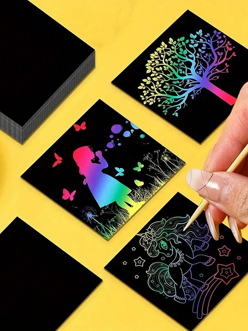 Rainbow Magic Scratch Paper Art Set DIY Black Crafts Kits Mini Art Notes