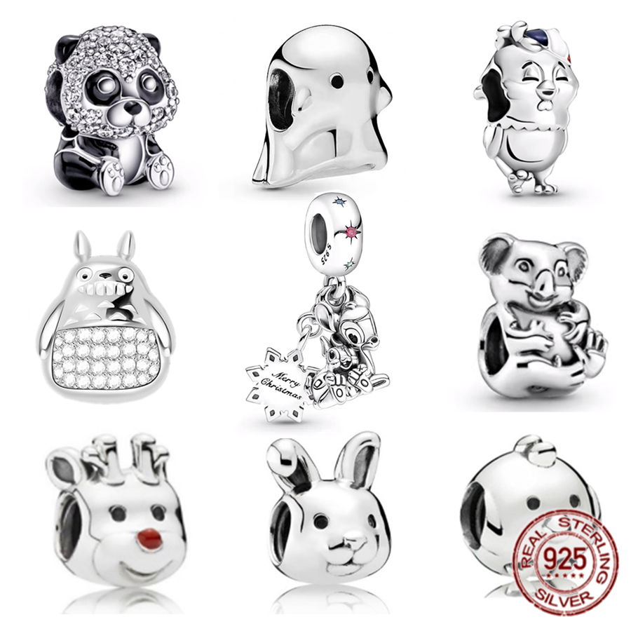 Sparkling Cute Panda Chick Rabbit Charm 925 Sterling Silver