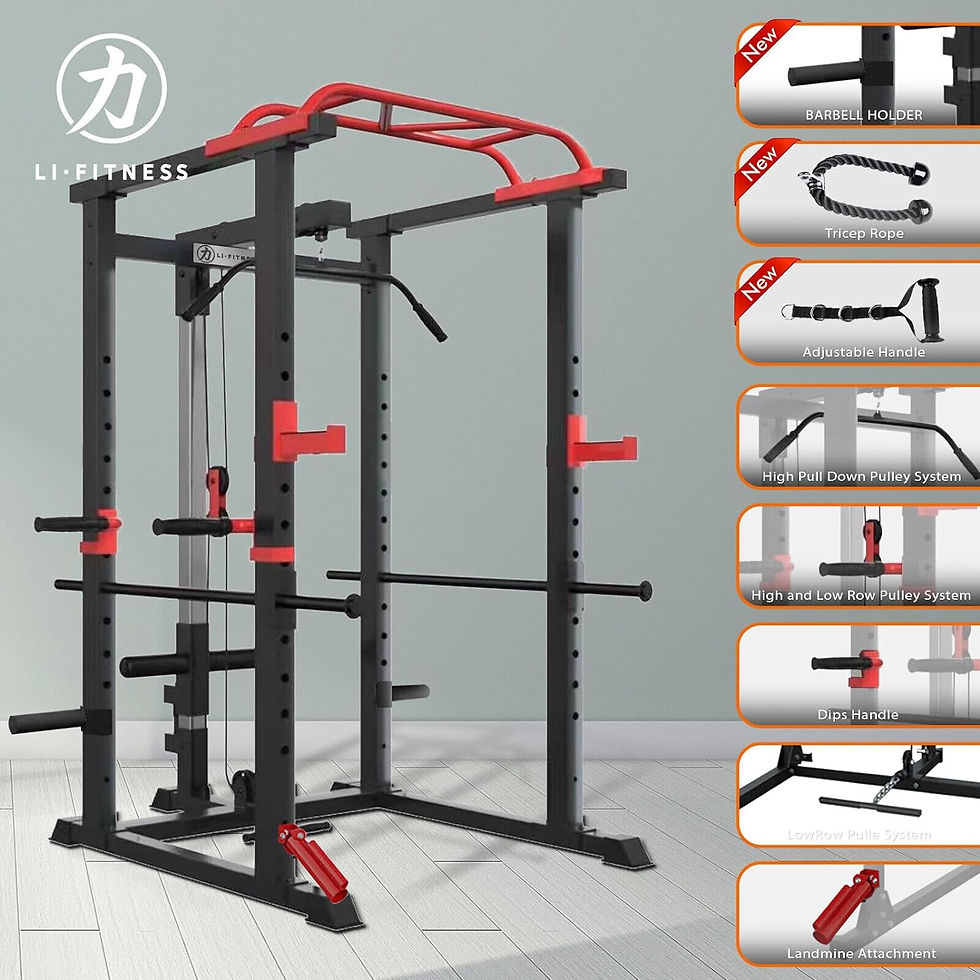 Li Fitness Adjustable Power Squat Rack Cage, 400KG Capacity Strength Cage