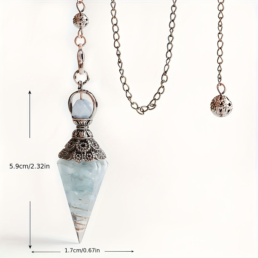 1pc Antique Silver Copper Crystal Aquamarine Gemstone, Dowsing Pendulum,