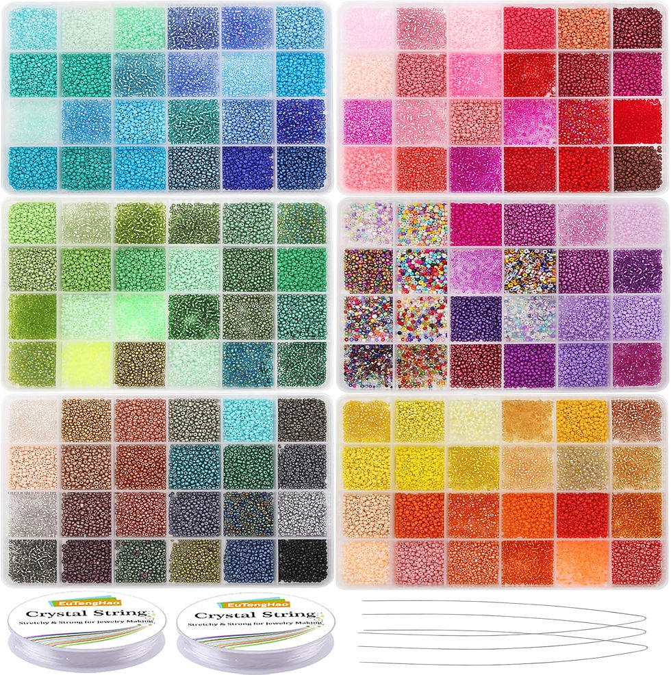 EuTengHao 57600pcs 2mm Glass Seed Beads Small Craft Beads