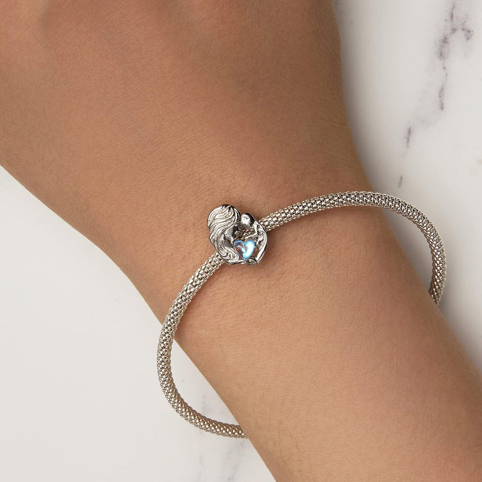 925 Sterling Silver Mother and Daughter Moonstone Charms for Pandora Bracelets,