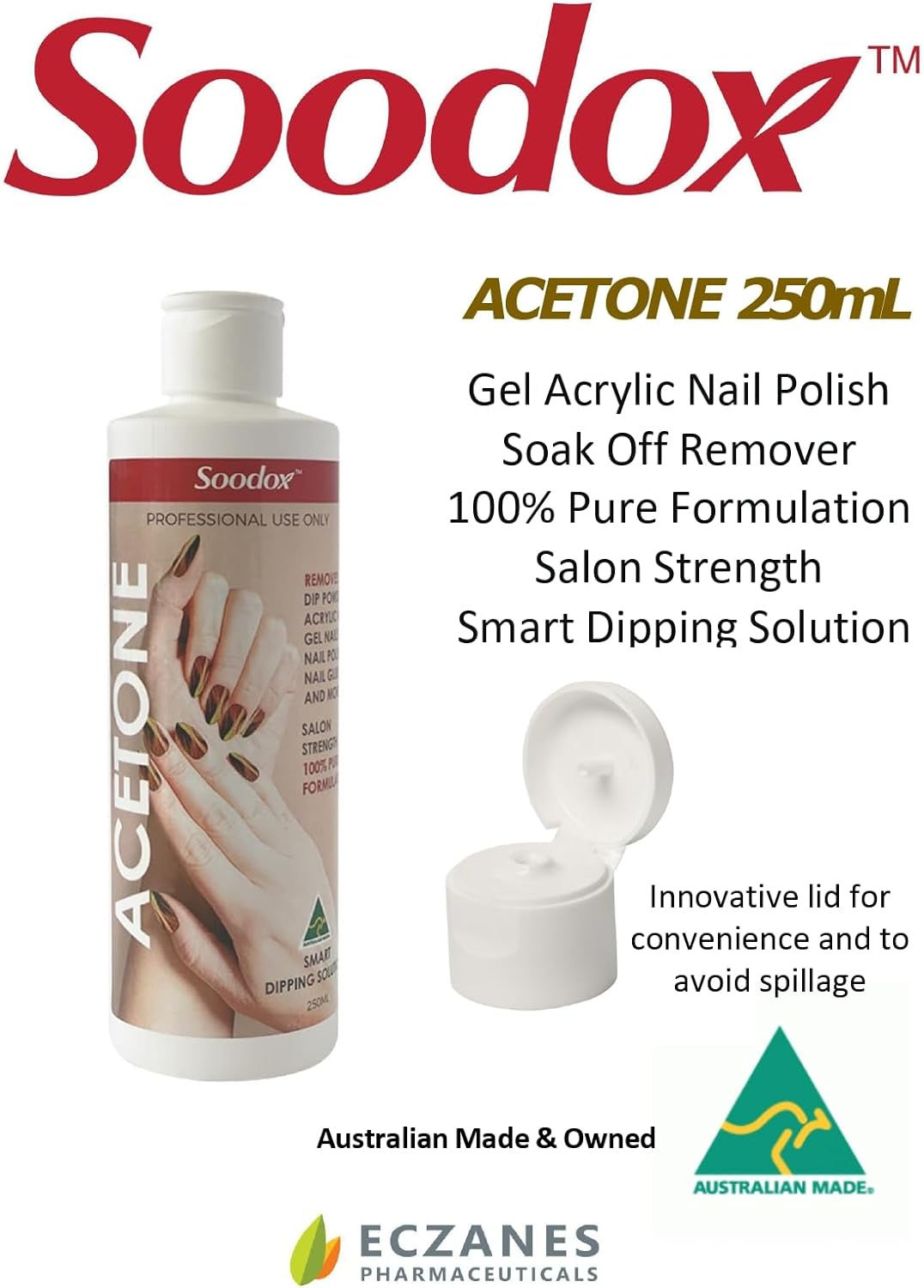 Soodox 100% Pure Acetone Gel Acrylic Nail Polish Soak Off Remover