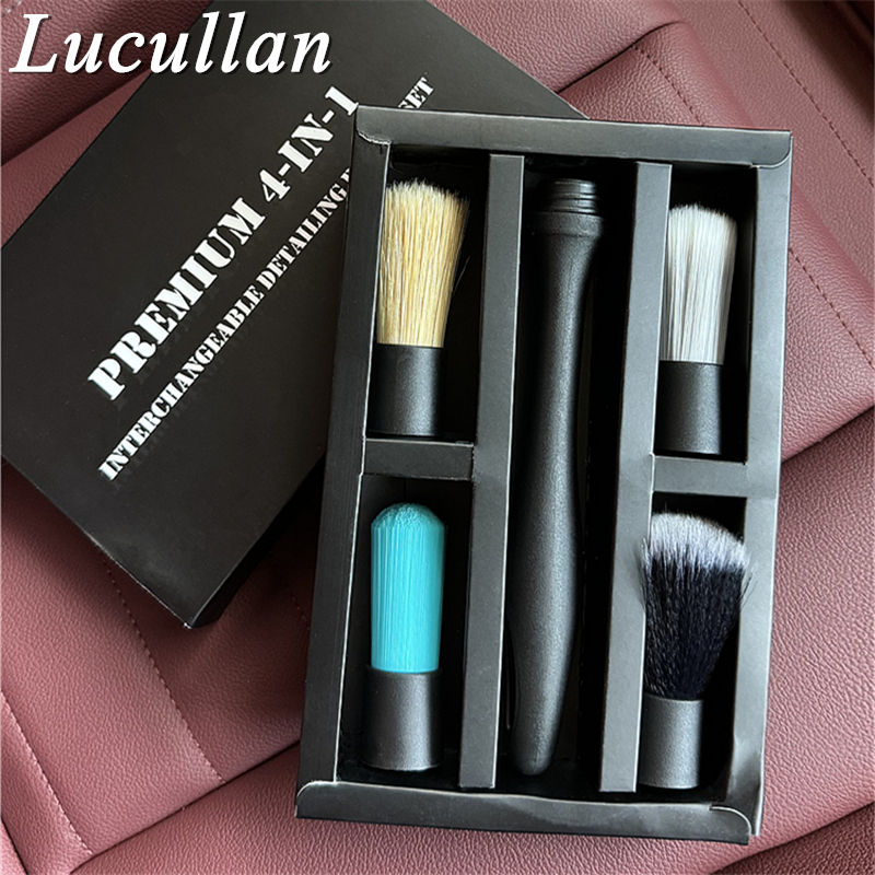 Lucullan Premium 4-In-1 Interchangeble Detailing Brush Set