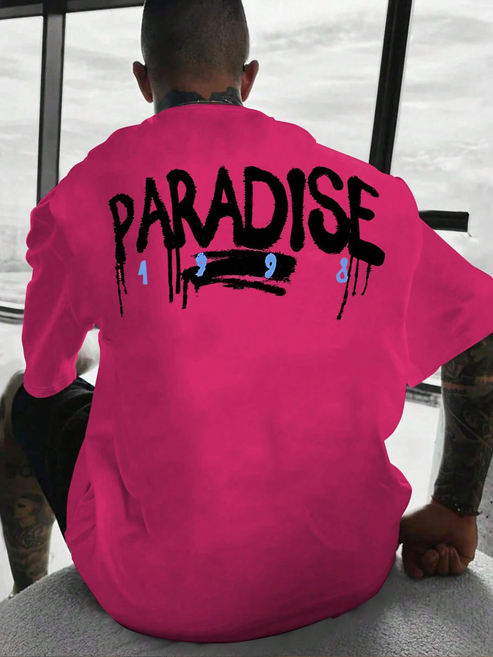 Manfinity LEGND Men Plus Size Summer Letter Printed Short Sleeve Casual T-Shirt