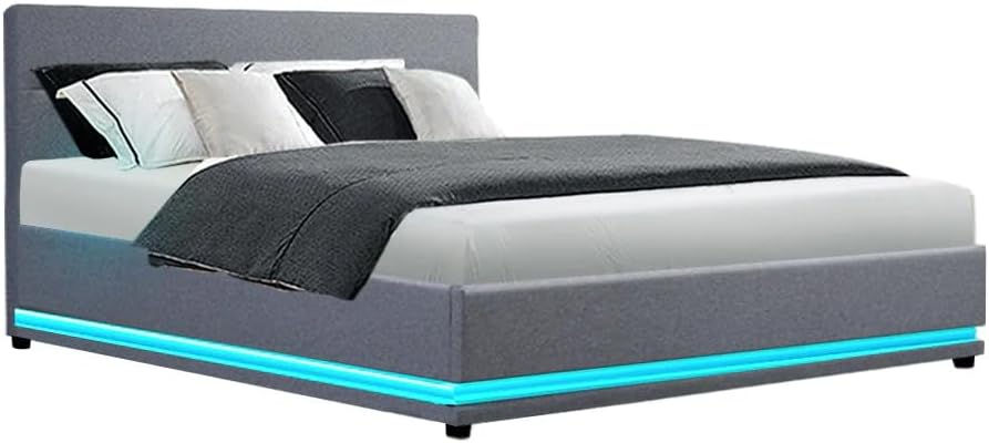 Artiss Queen Bed Frame Platform Headboard RGB LED Gas Lift Beds