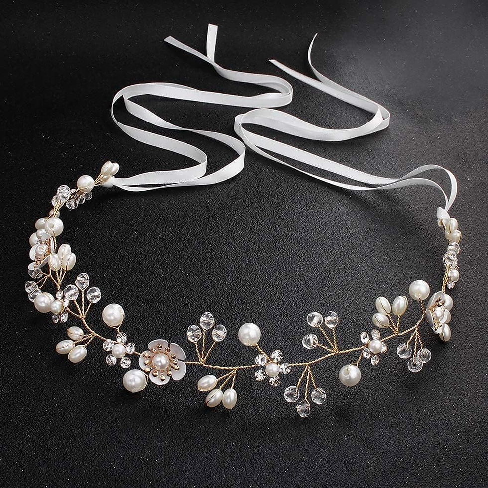 HJYHYN Crystal Pearl Bridal Headband Bohemian Headpiece