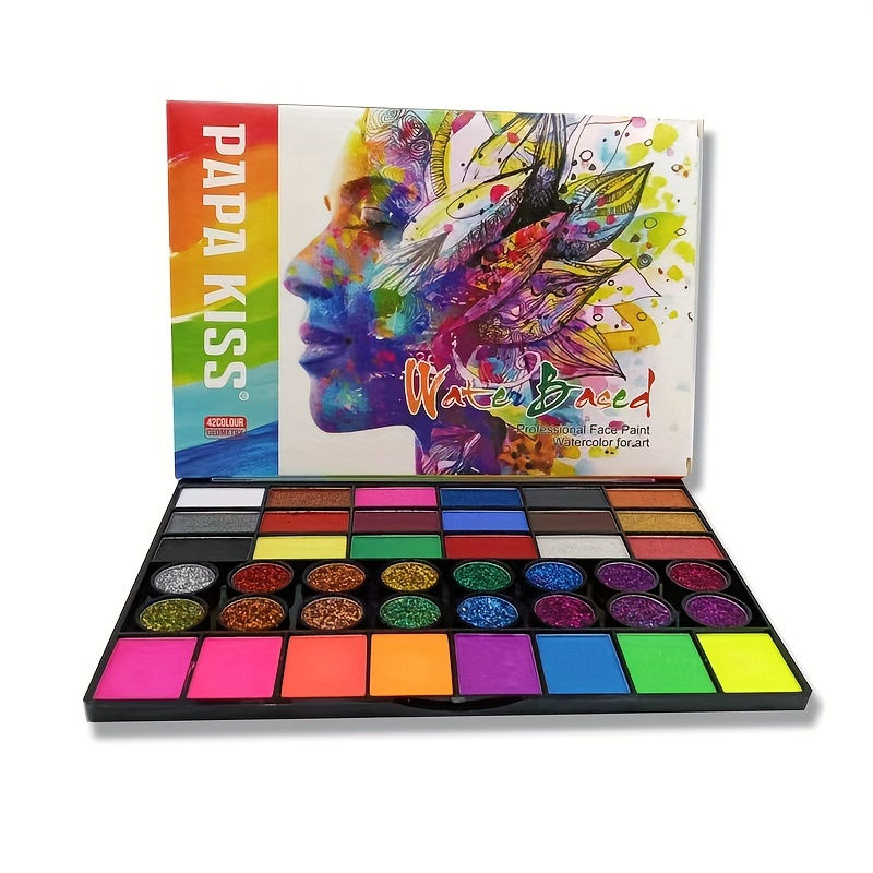 42 Color Water-Based Face Paint Set, Non-Toxic Body Painting Palette, Makeup Ki