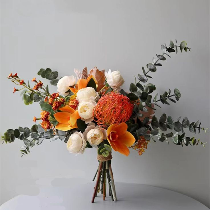 Bridal Bouquet Fall Wedding Flowers Boho Bouquet Rust Terracotta Orange Bouquet