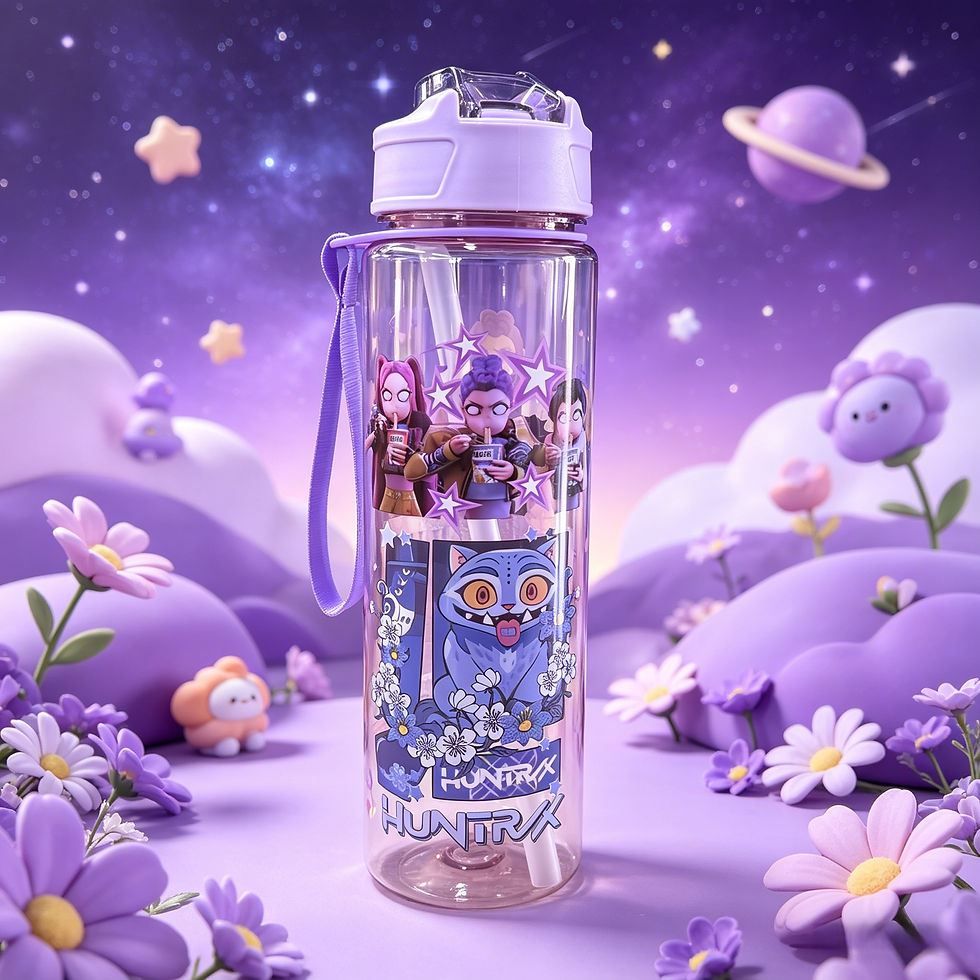 Miniatura: Cute Girl & Cat Double-sided Heat Transfer Printed Water Bottle, Trendy Fashion 