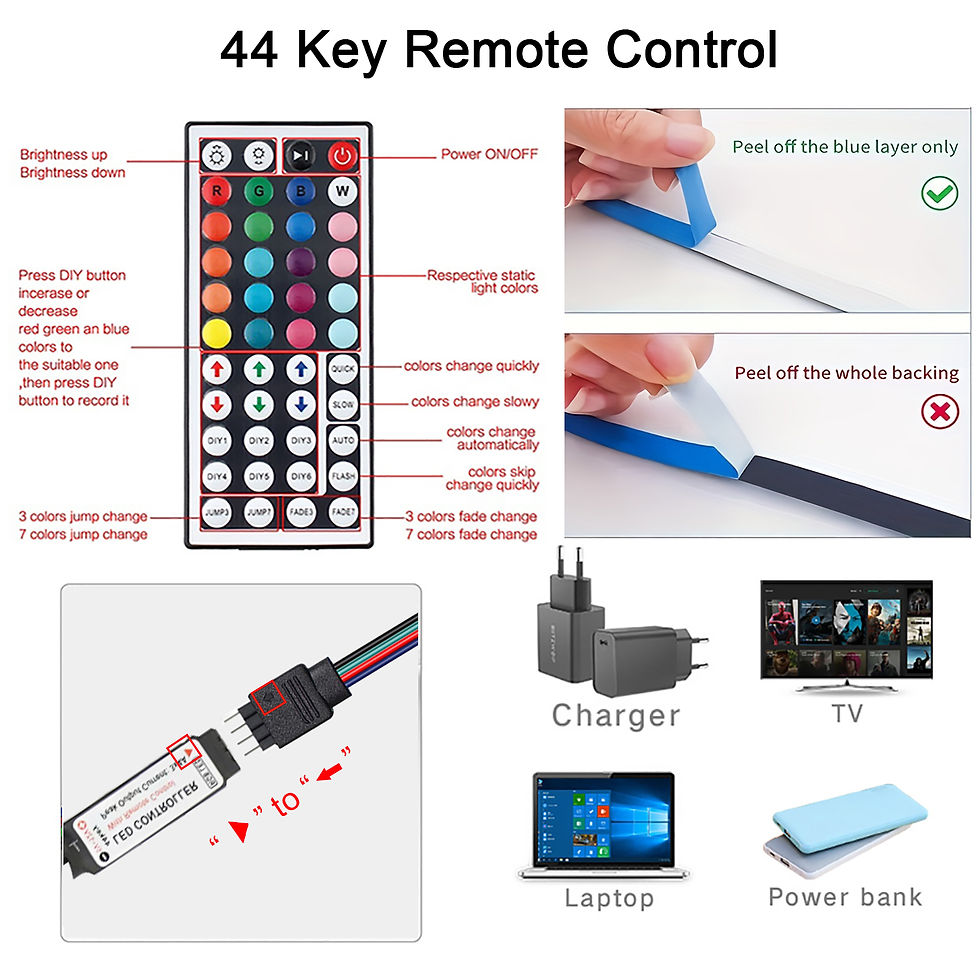 Miniatura: Led Strip Lights with 44 Key Remote Control 1m 5m 10m 20m RGB Tape Led Wall Room