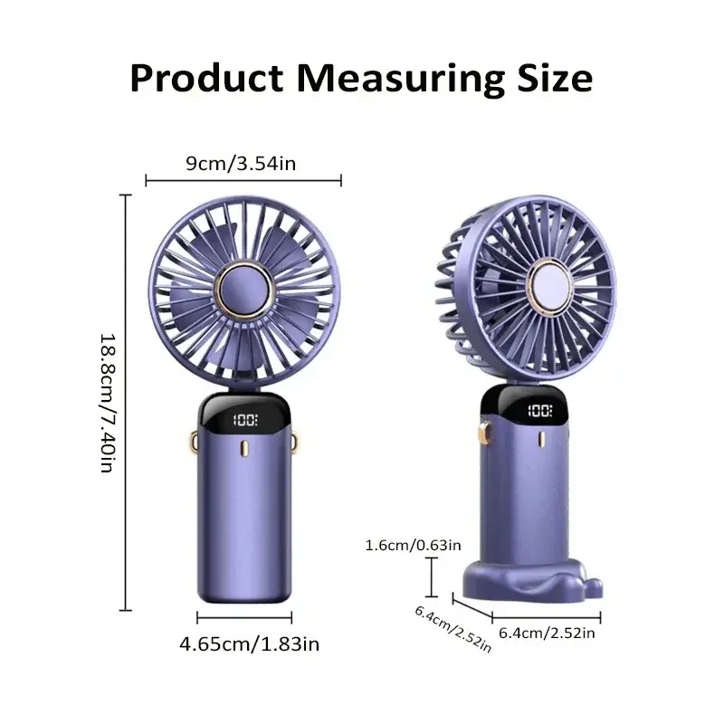 Miniatura: Portable Handheld Mini Fan Foldable Neck Hanging Fans 5 Speed USB Rechargeable F
