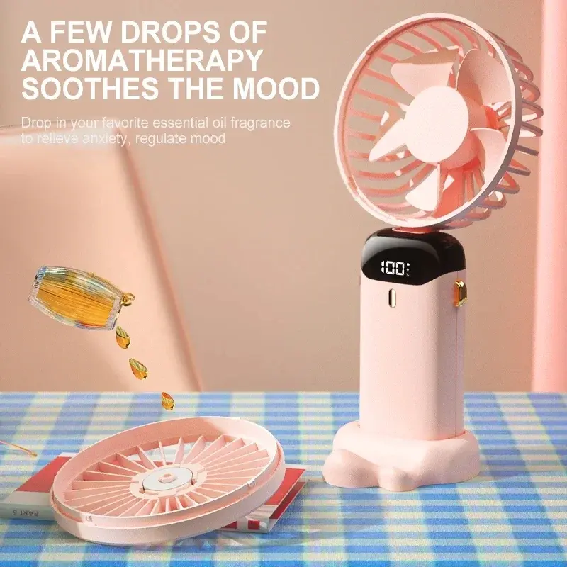 Miniatura: Portable Handheld Mini Fan Foldable Neck Hanging Fans 5 Speed USB Rechargeable F
