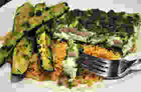 Herb-Coated Halibut with Zucchini and Whole Wheat Couscous recipe