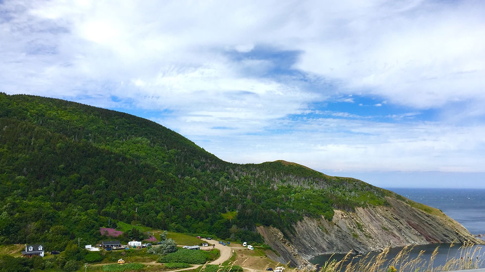 La vue du Camping Meat Cove à partir de la route en gravier
