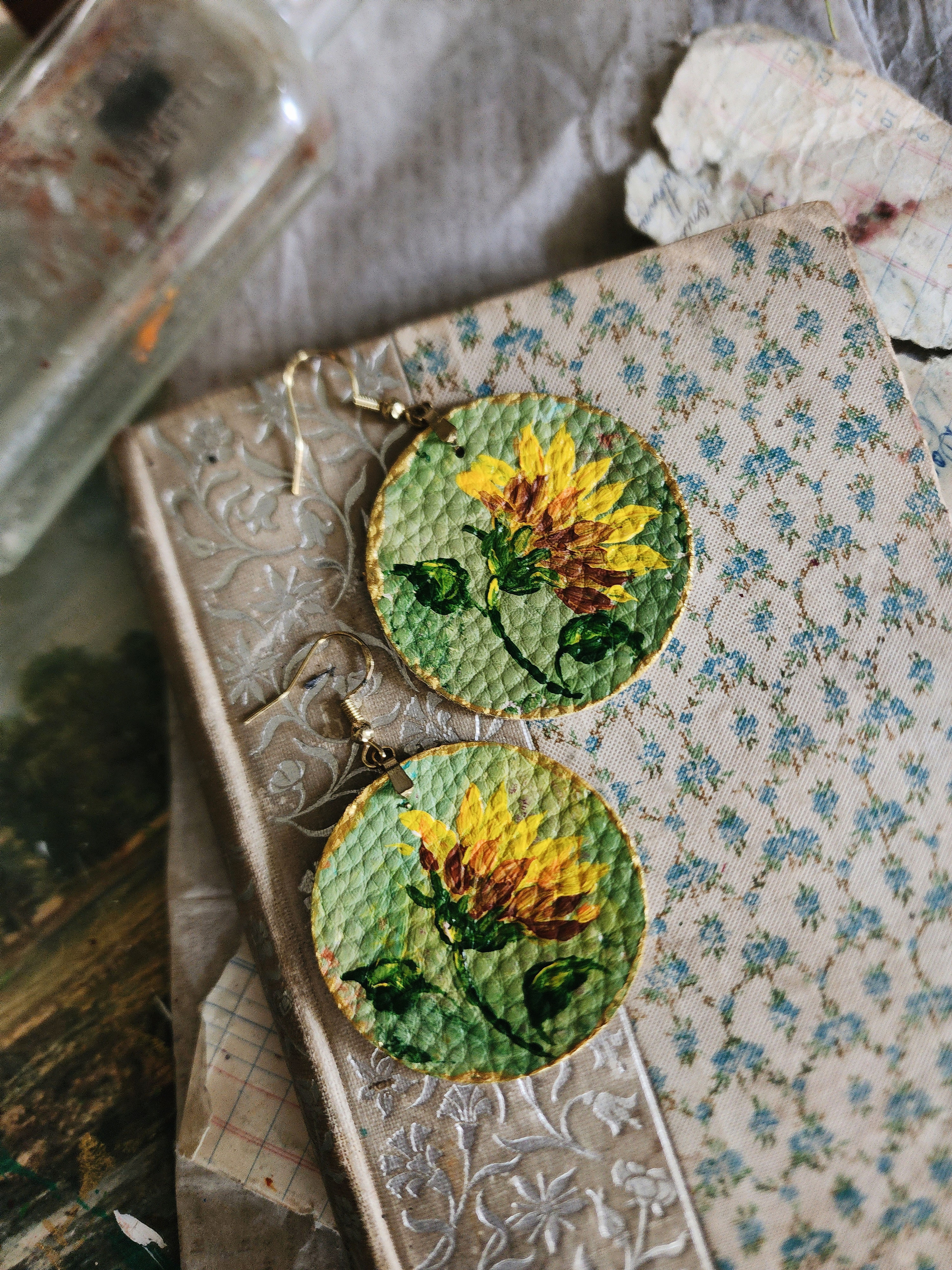 Sunflower Earrings/ Ready-to-ship 