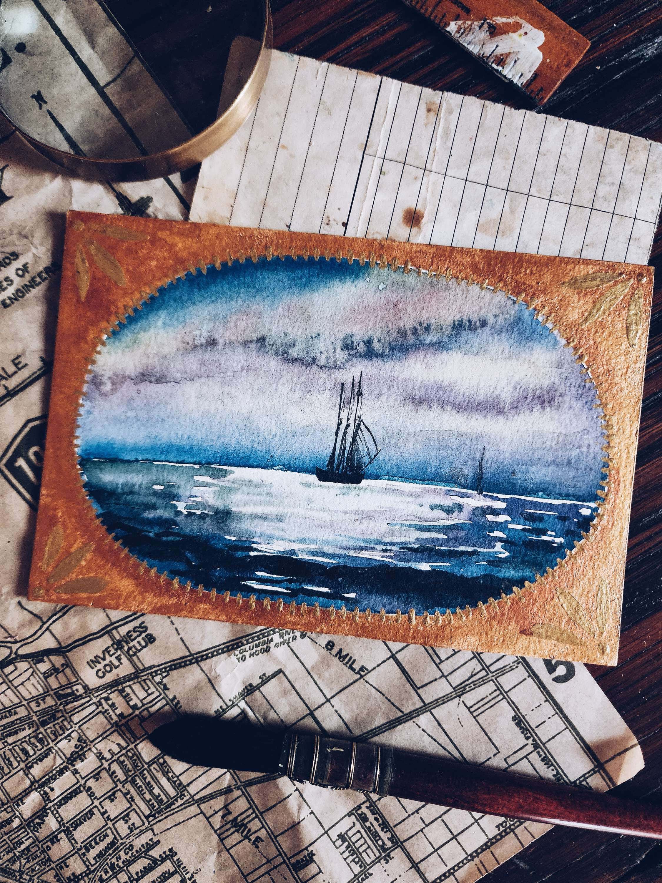   Sunset & Ship / 4x6