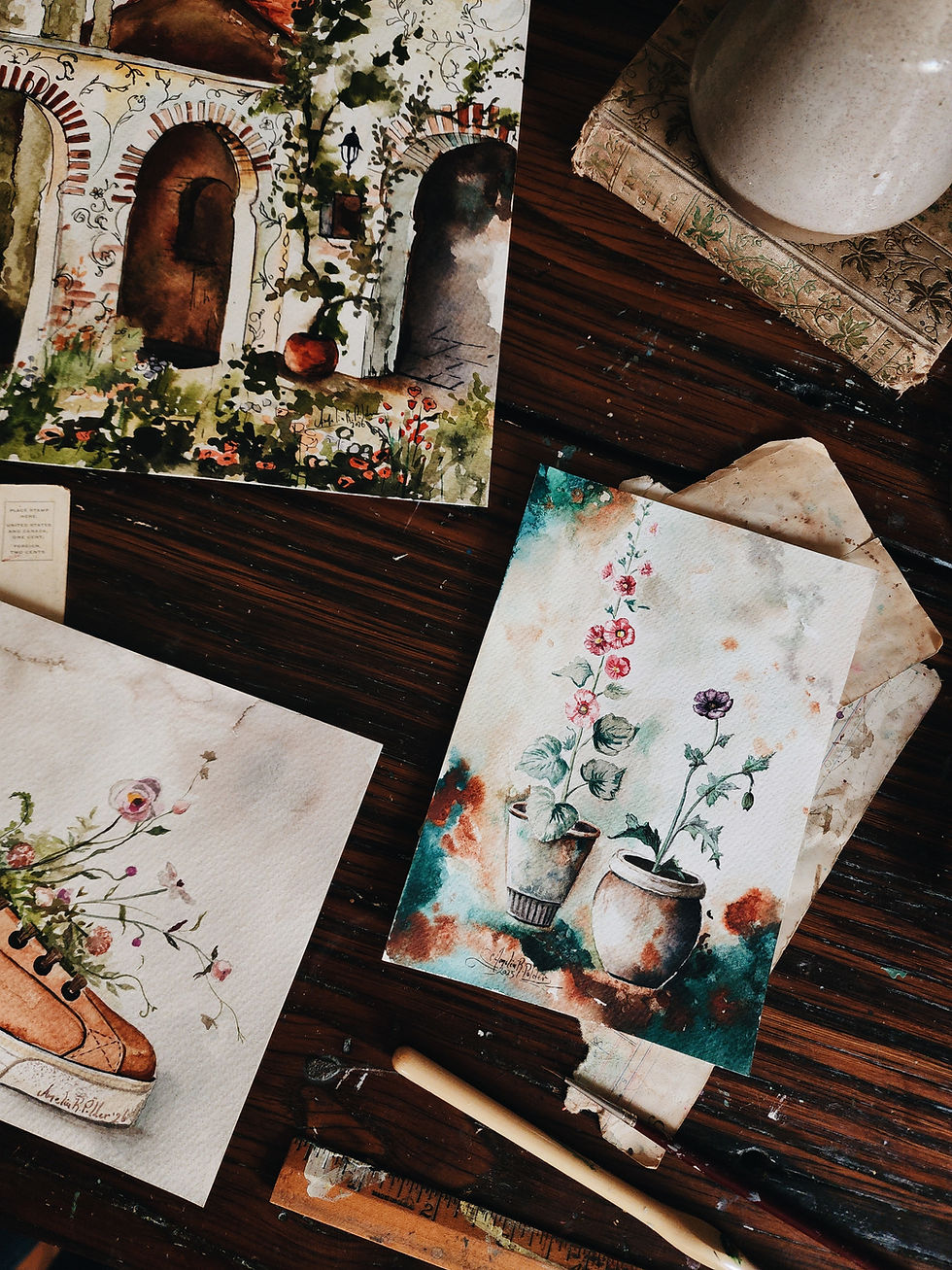 Thumbnail: Hollyhocks & Poppies / 5x7