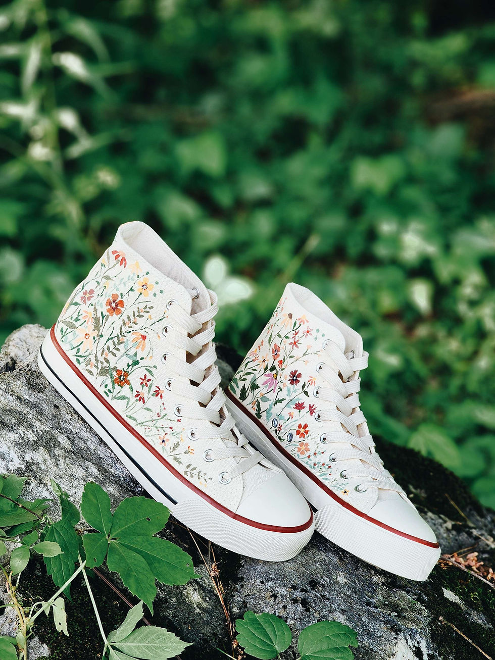 Thumbnail: Custom listing for Linda / Flower Garden High Top Sneakers / SIZE 7.5