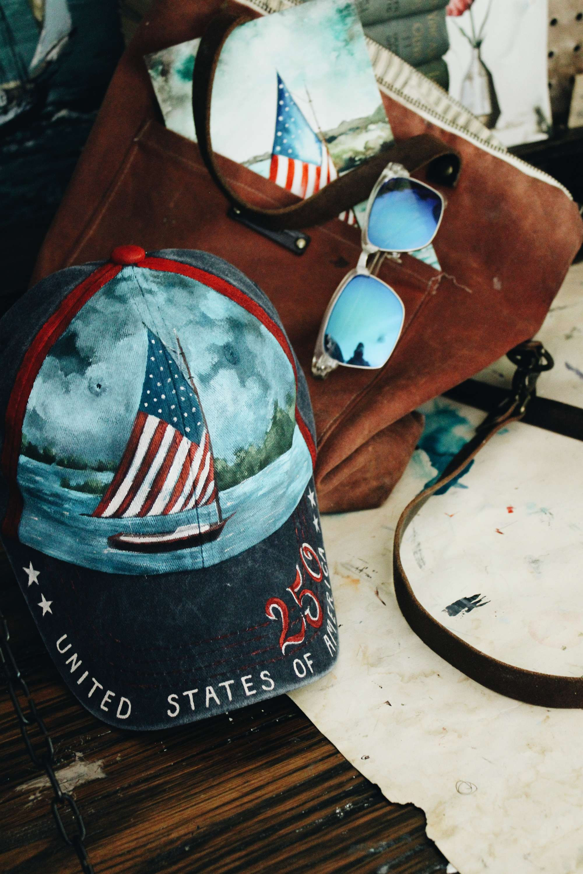American Flag Sailboat 250 Hat, for Men or Women