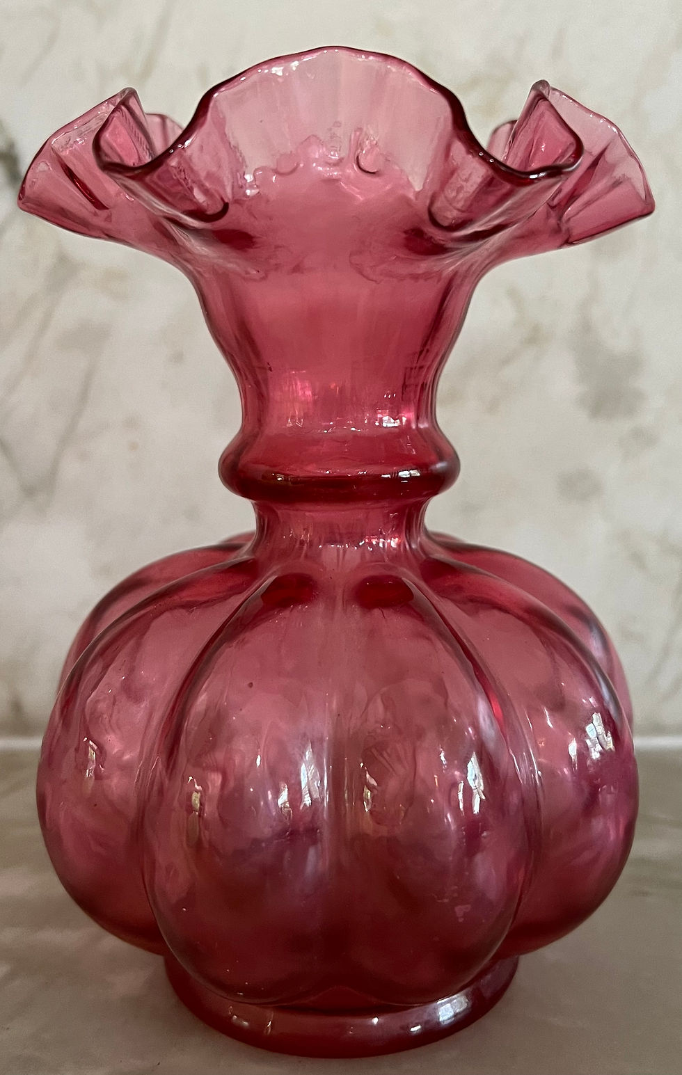 Thumbnail: Fenton Ruffled Pink Vase