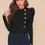 Thumbnail: Black Long-Sleeve Buttoned Top for Women Front View