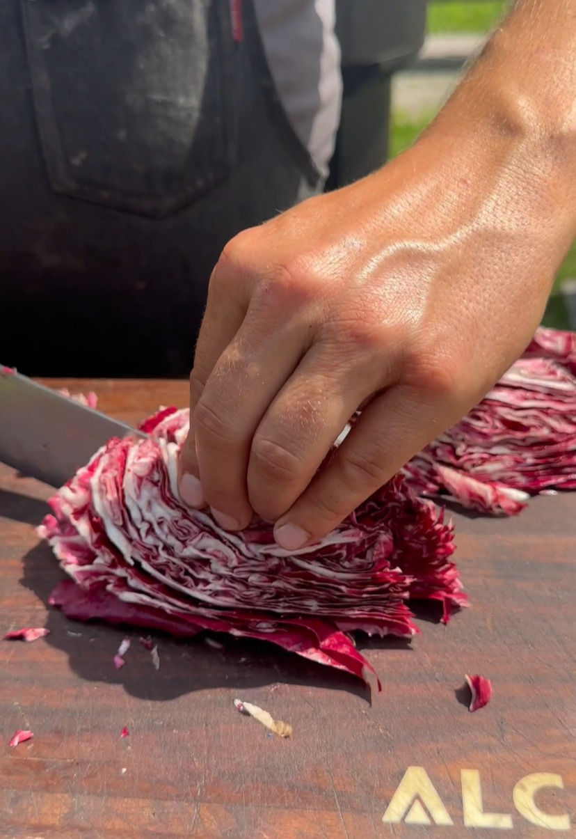 cutting radicchio into eighth