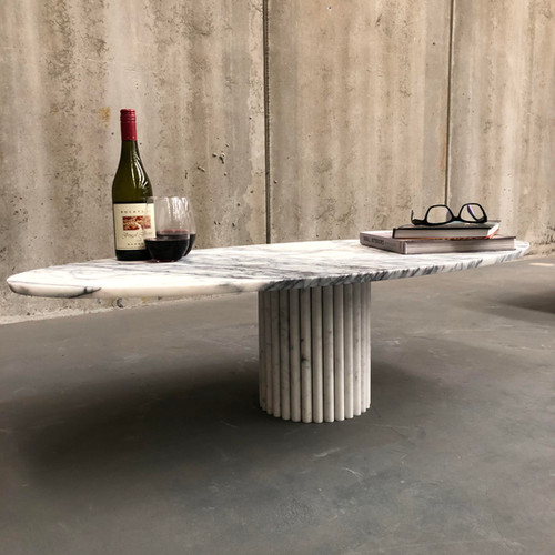 New York Marble Coffee Table With Fluted Carrara Base | Styled In Stone