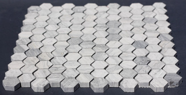 Thumbnail: Wooden Marble Small Hexagon Mosaic Tiles $135.00 per m2
