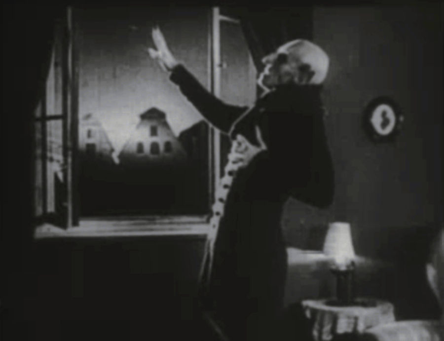 Death scene from the movie Nosferatu in which the vampire villain is killed by the rays of the morning sunlight