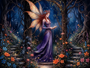 Red-haired fairy reading a book