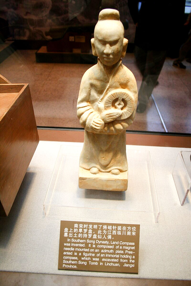 Figurine of a man with a compass during the Song dynasty, courtesy Wikipedia