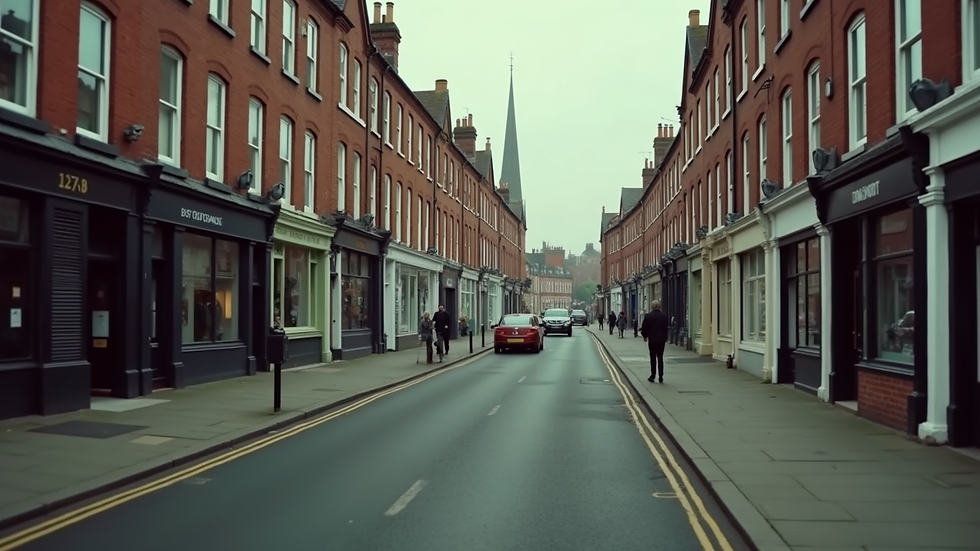High angle view of a vintage Birmingham street