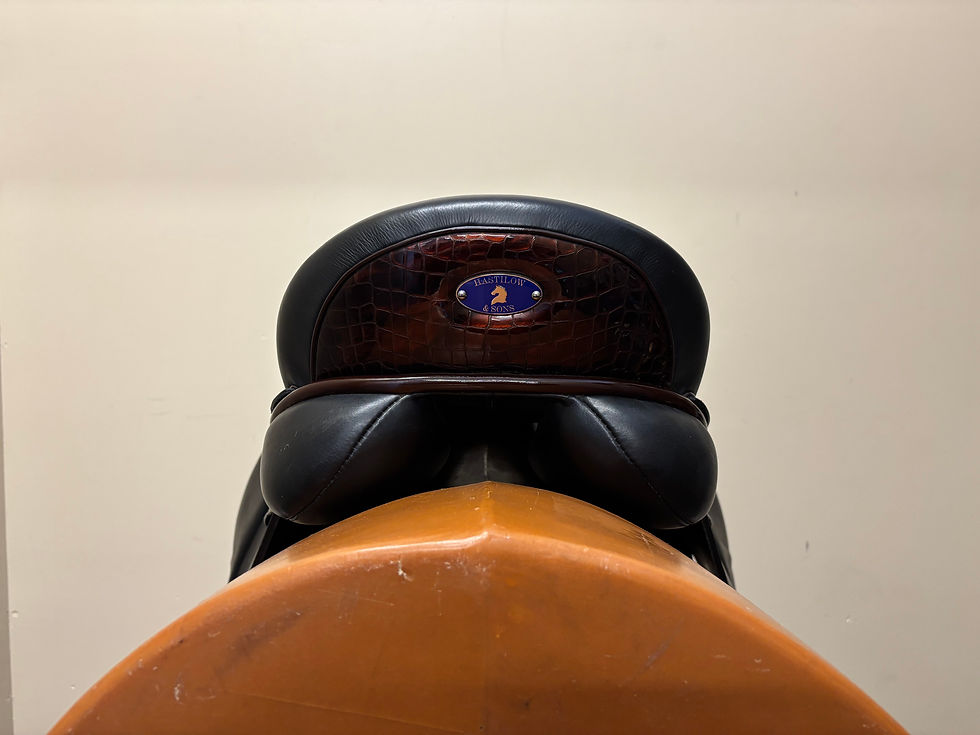 Thumbnail: Hastilow & Sons Berkeley Monoflap Dressage Saddle 18+" Black /Brown Patent
