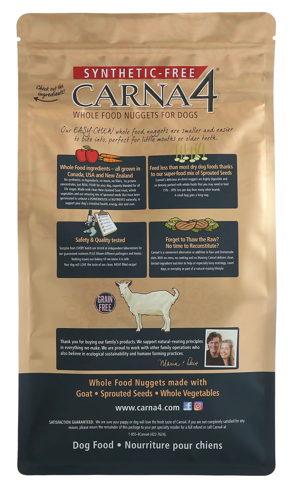Thumbnail: Carna4 fish goat food, featuring a nutritious blend of real goat, sprouted seeds, and organic vegetables