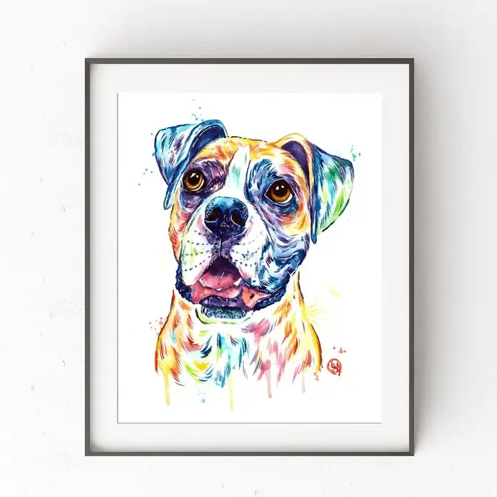 Boxer - Whitehouse Art Made in Canada Pet Portrait Greeting Card - beautiful, custom pet portrait greeting card