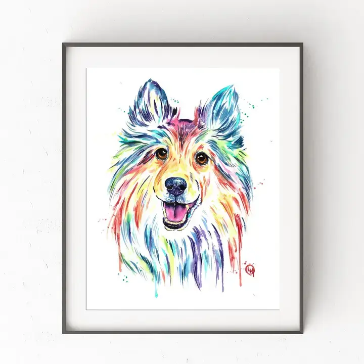 Sheltie - Whitehouse Art Made in Canada Pet Portrait Greeting Card - beautiful, custom pet portrait greeting card