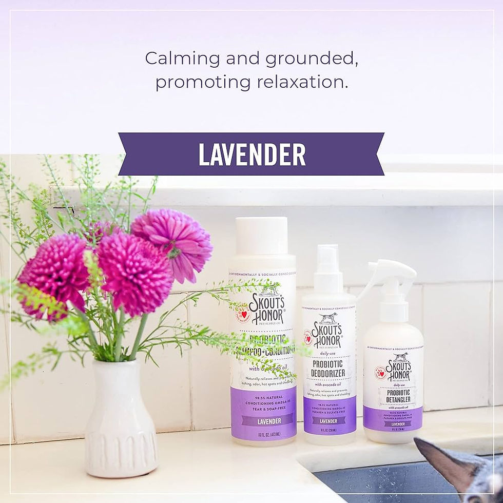 Thumbnail: Lavender Detangler: A bottle of Skout's Honor Lavender Detangler, featuring a calming lavender scent. Designed to untangle