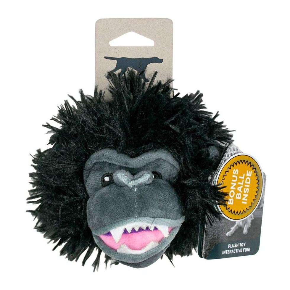 Thumbnail: Tall Tails Gorilla Head 2-in-1 Fetch Ball Dog Toy with a playful yeti design and durable, textured surface for fetching