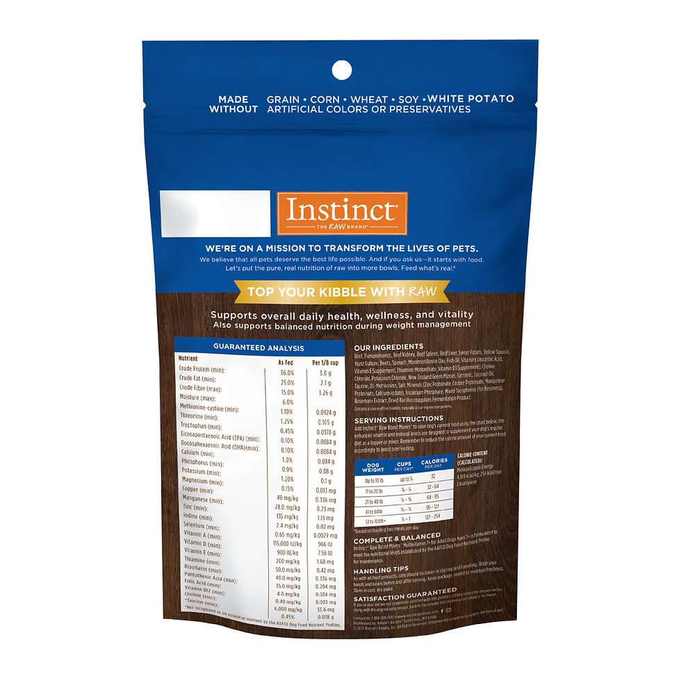 Thumbnail: Instinct Raw Boost Freeze-Dried Mixers - Multivitamin for Adult Dogs 7+, designed for senior dogs, available at CHOW Bella