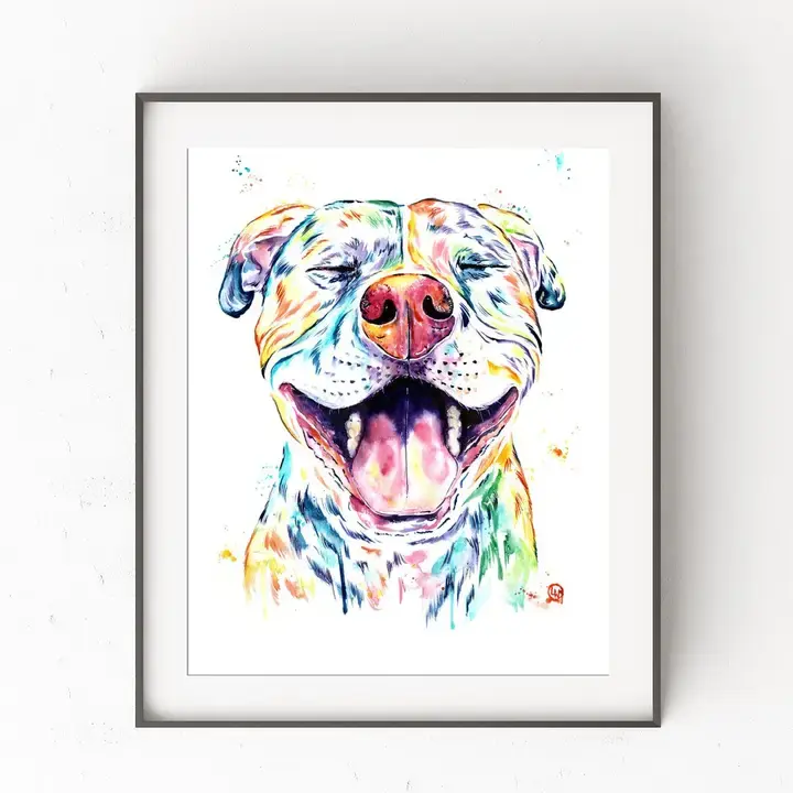 Pitbull - Whitehouse Art Made in Canada Pet Portrait Greeting Card - beautiful, custom pet portrait greeting card made